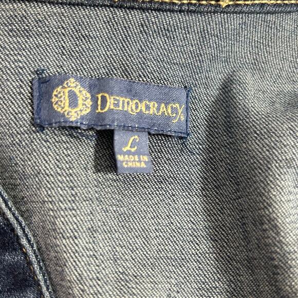 Democracy Denim Jean Jacket Blue Medium Wash Size Large Casual Western Travel - Picture 3 of 11